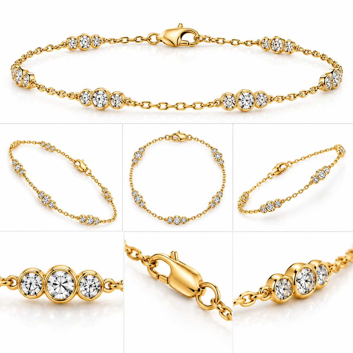 Bezel Trio Station Bracelet