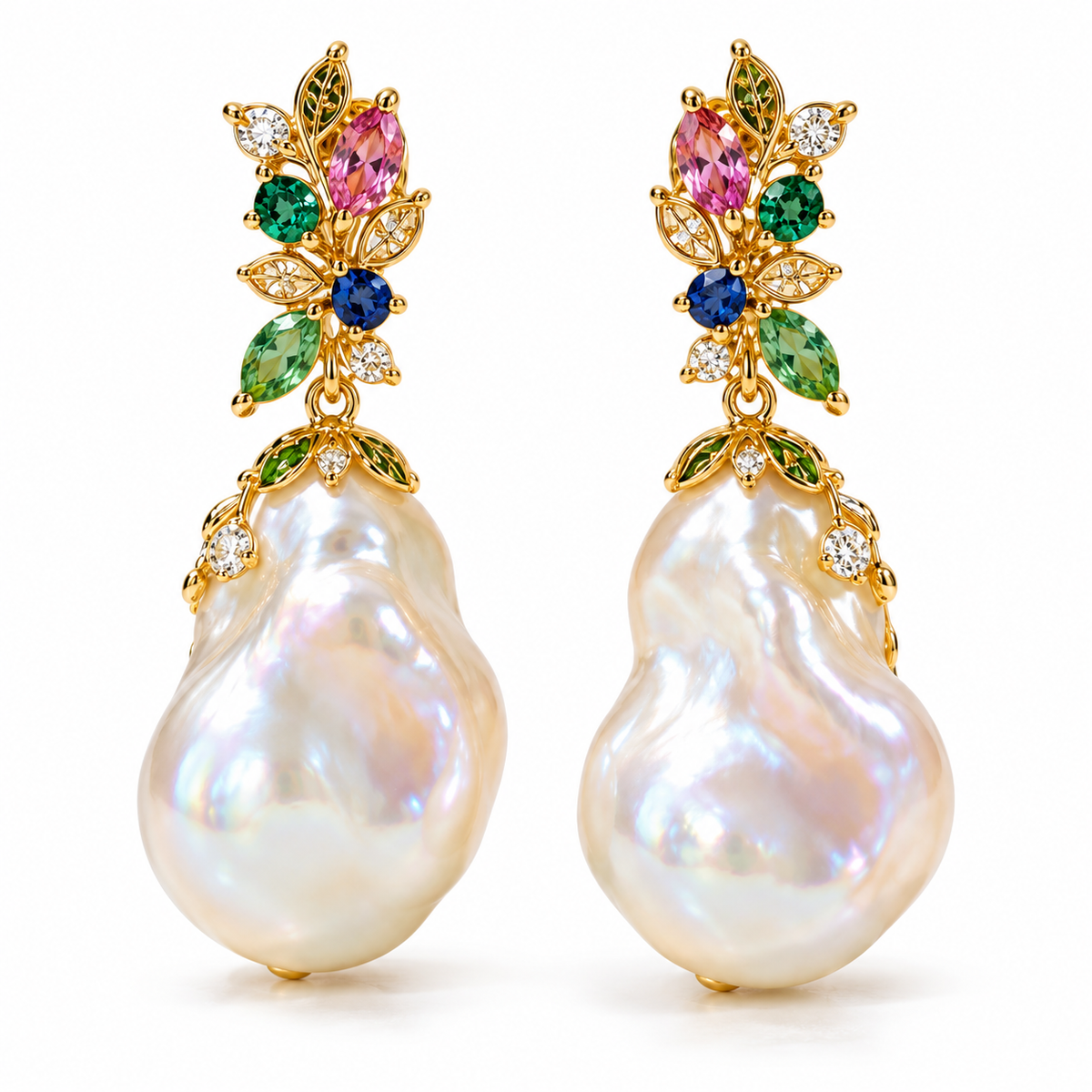 Floral Baroque Pearl Drop Earrings