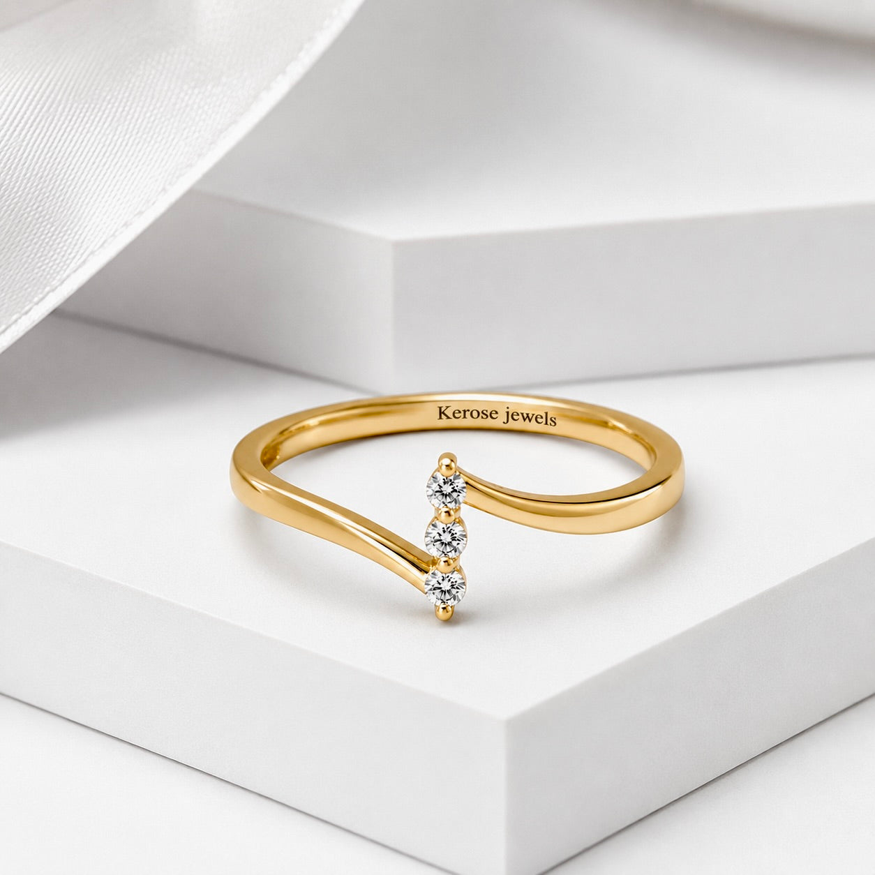 Triple-Stone Bypass Ring