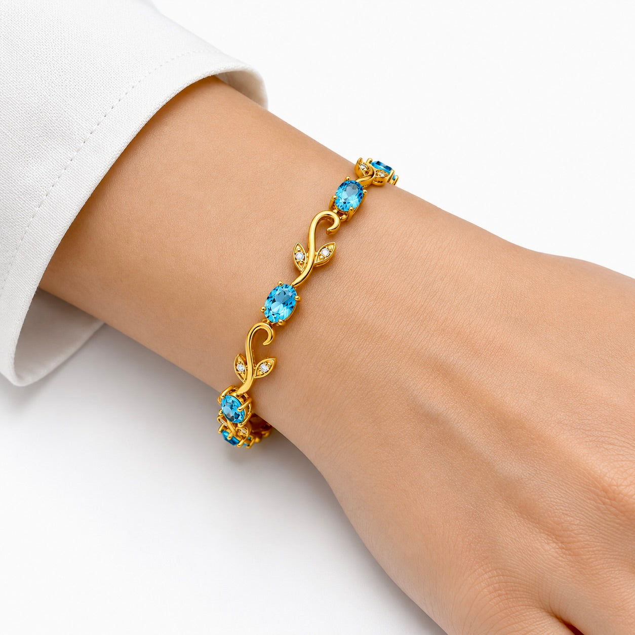 Botanical Blue Topaz Vine Bracelet