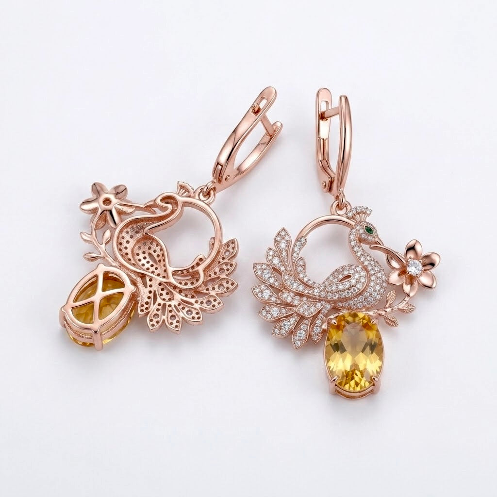 Aura Peacock Splendor Drop Earrings