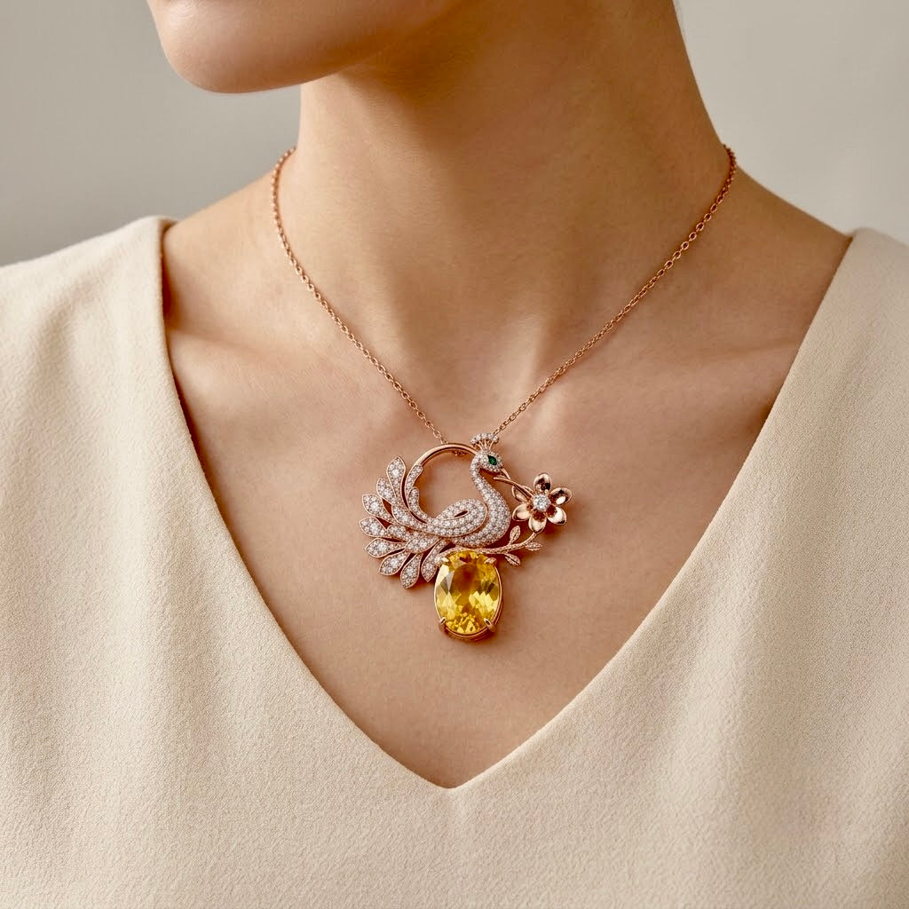 Aura Majestic peacock pendant