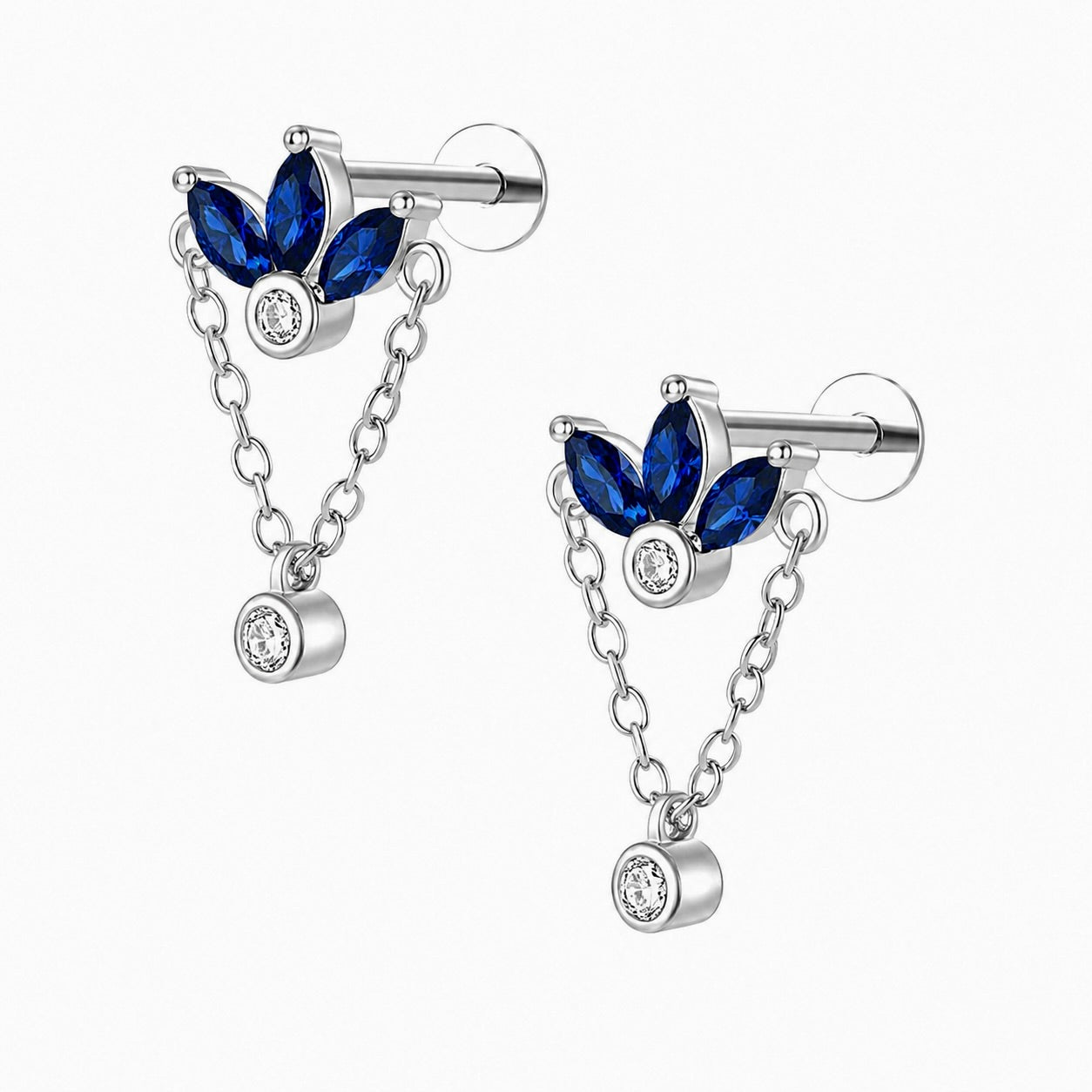 Sapphire Drop Stud Earrings