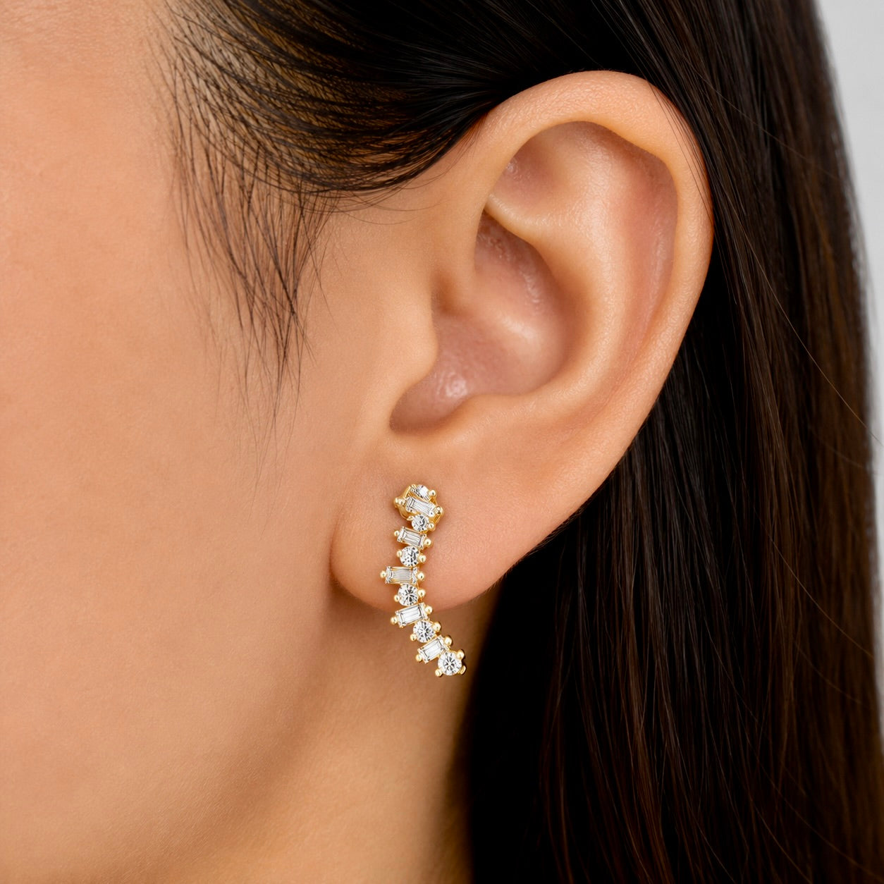 Geometric Diamond Ear Climbers