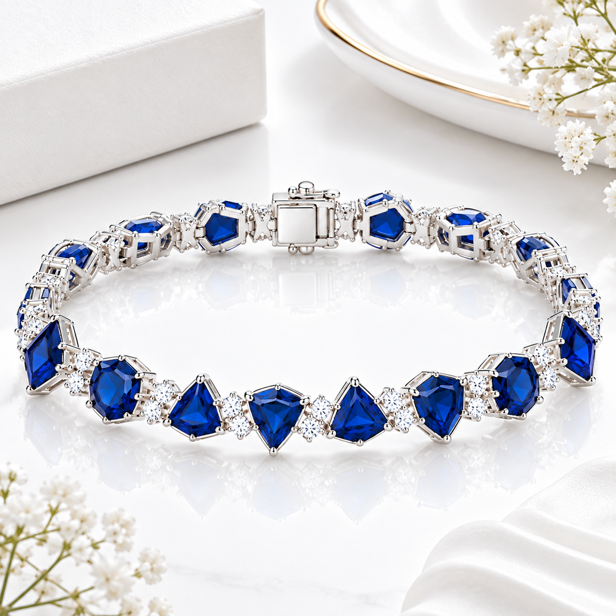 Royal Sapphire and Diamond Tennis Bracelet