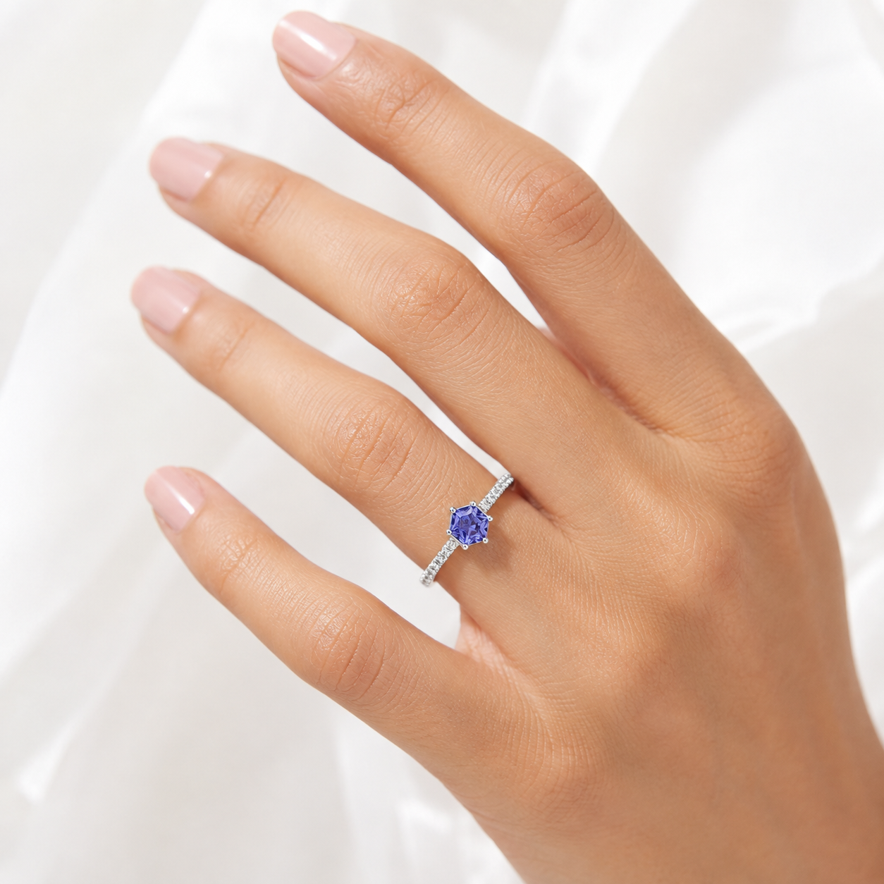 Hexagon Tanzanite Ring
