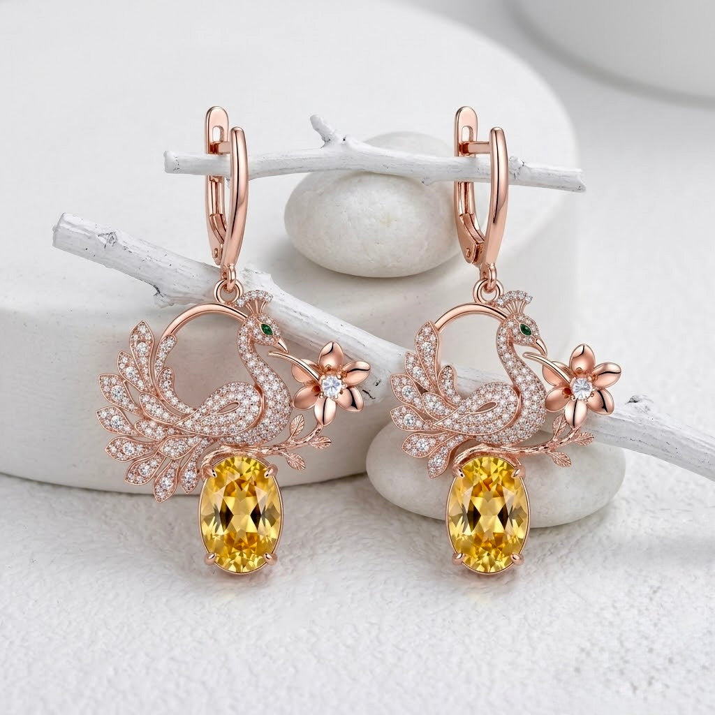 Aura Peacock Splendor Drop Earrings