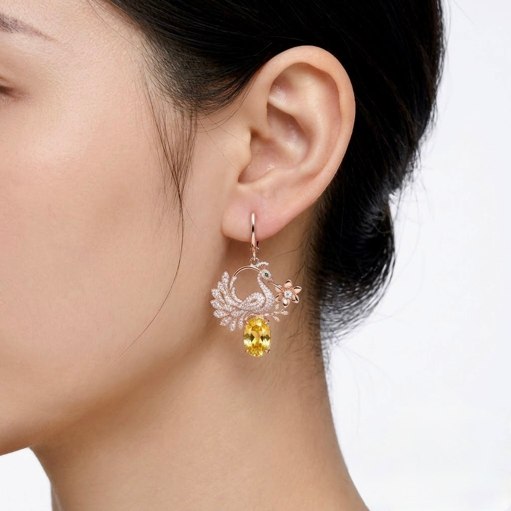 Aura Peacock Splendor Drop Earrings