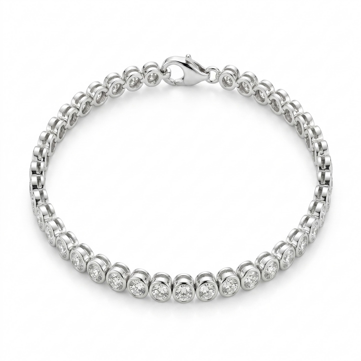 Bezel-Set Diamond Tennis Bracelet