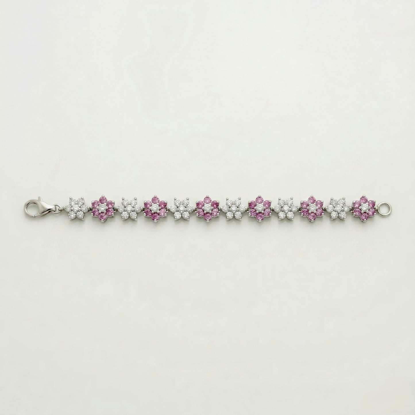 Alternating Pink Sapphire Blossom Bracelet