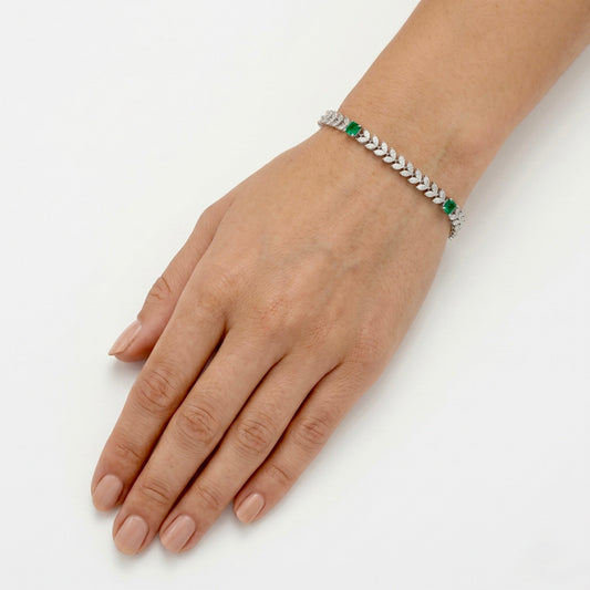 Emerald & Marquise Laurel Leaf Bracelet