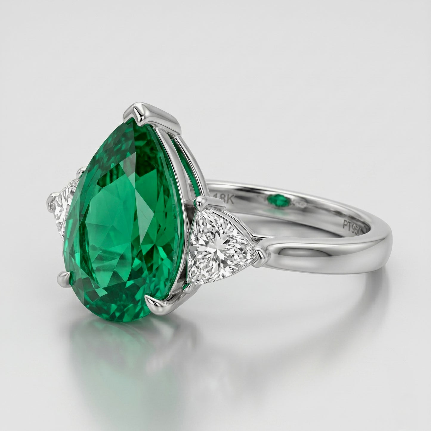 Verdant Pear Trillion Ring