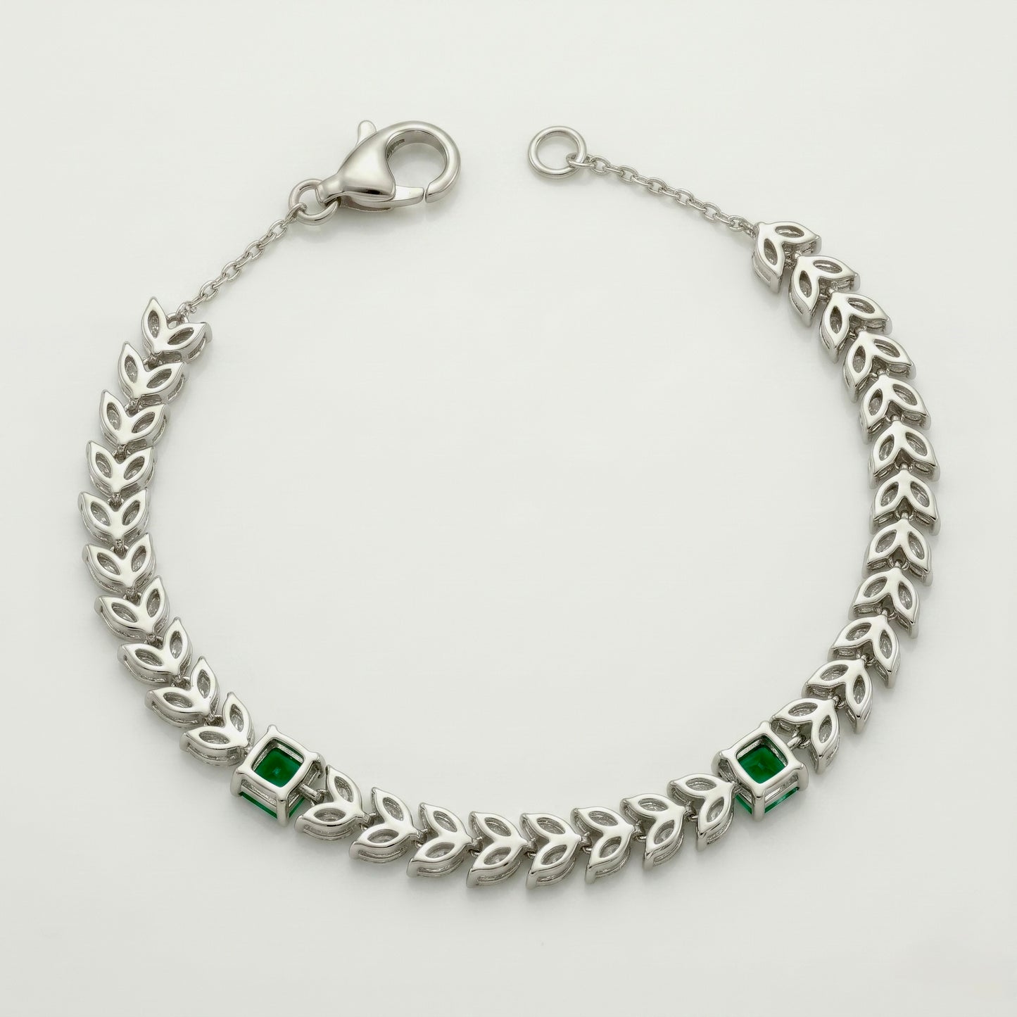 Emerald & Marquise Laurel Leaf Bracelet