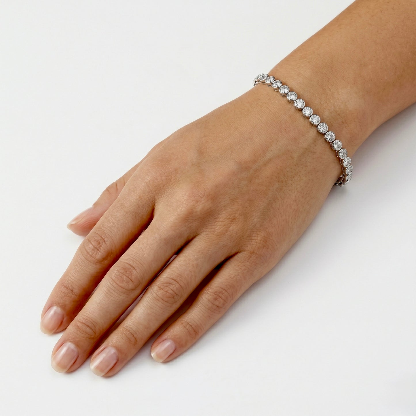 Bezel-Set Diamond Tennis Bracelet