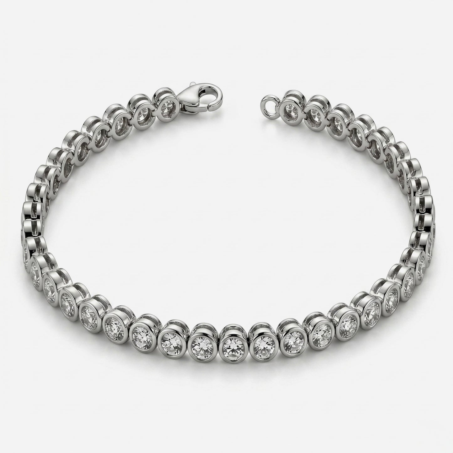 Bezel-Set Diamond Tennis Bracelet