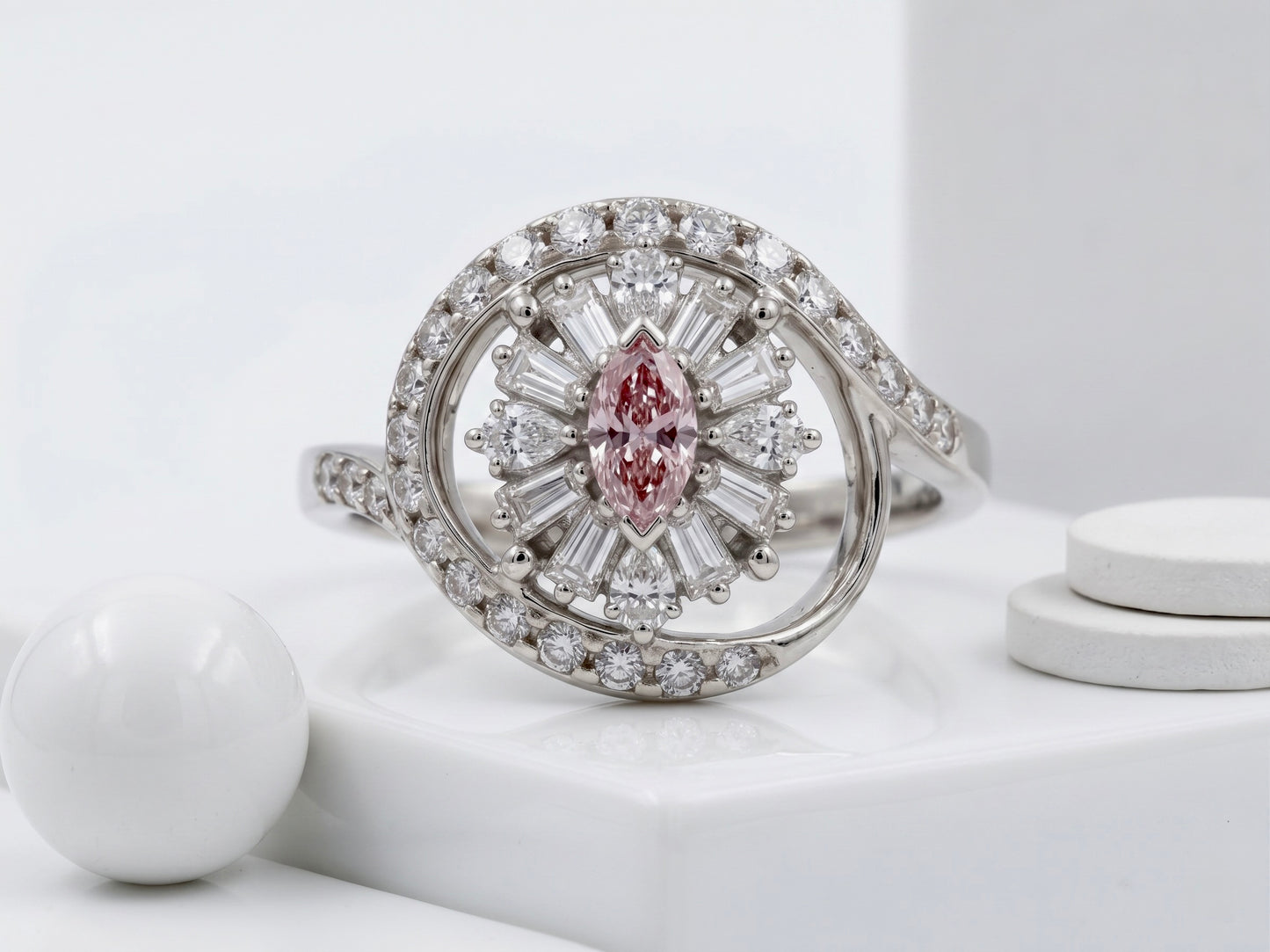 Aura Blossom Marquise Pink Diamond Ring