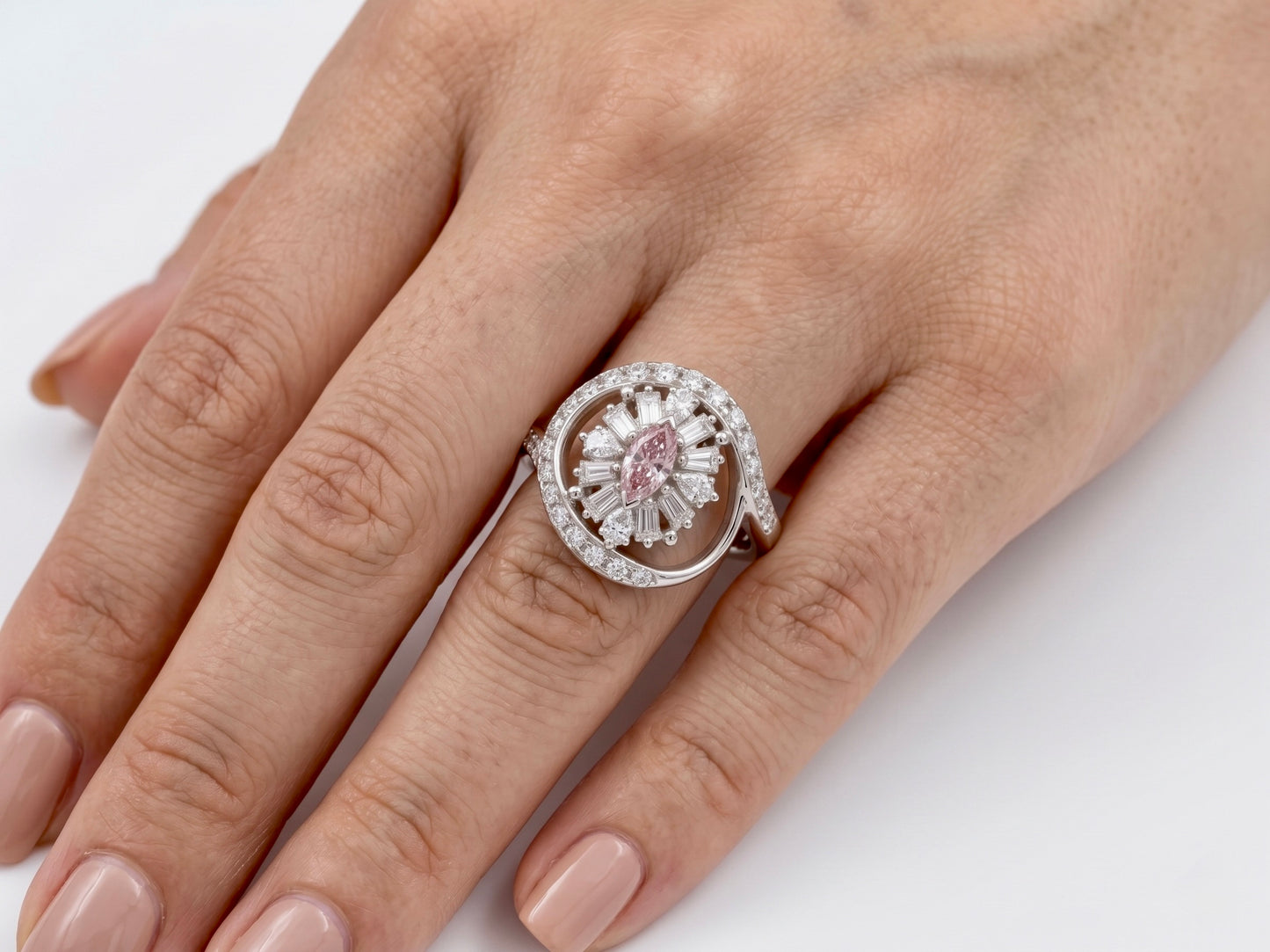 Aura Blossom Marquise Pink Diamond Ring