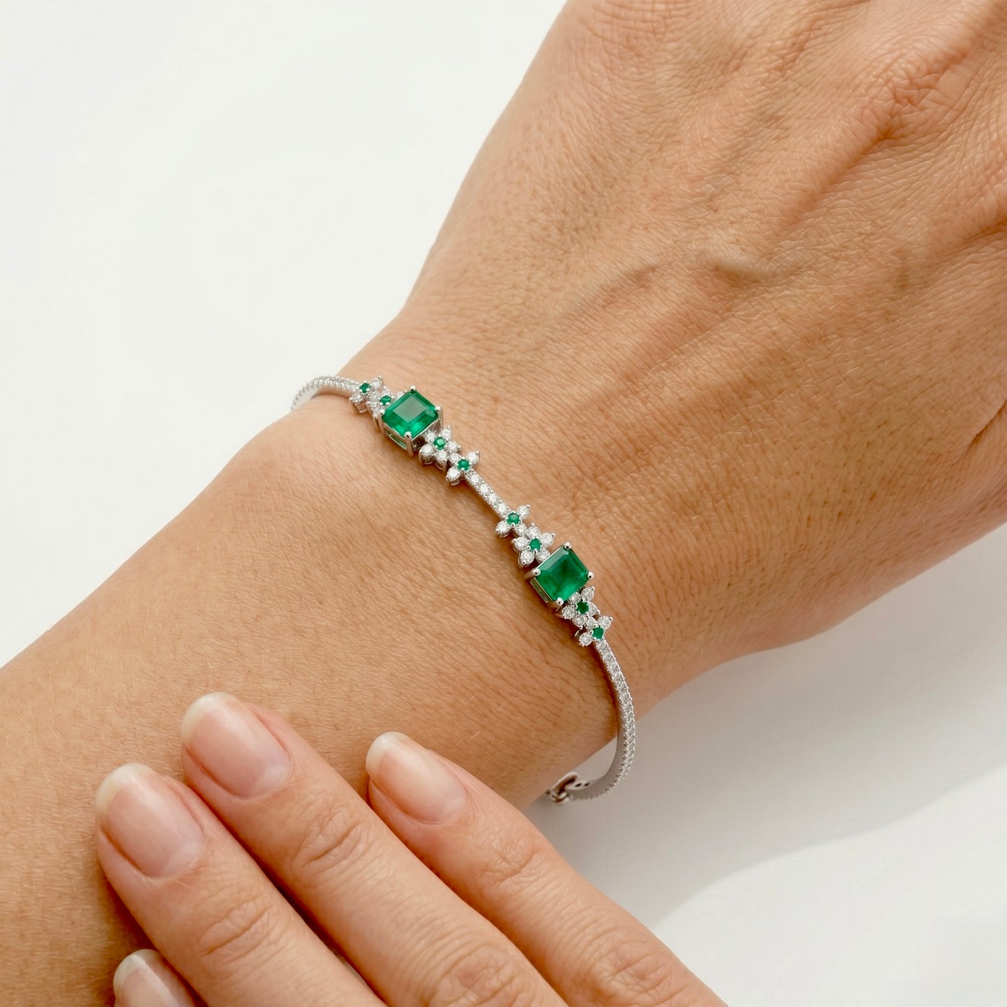 Emerald Blossom Tennis Bracelet