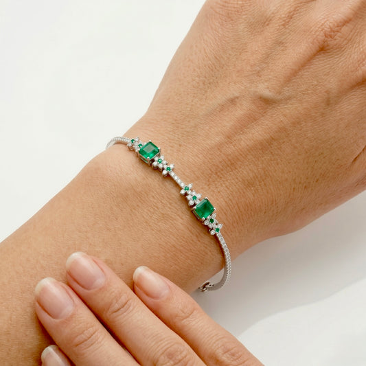 Emerald Blossom Tennis Bracelet