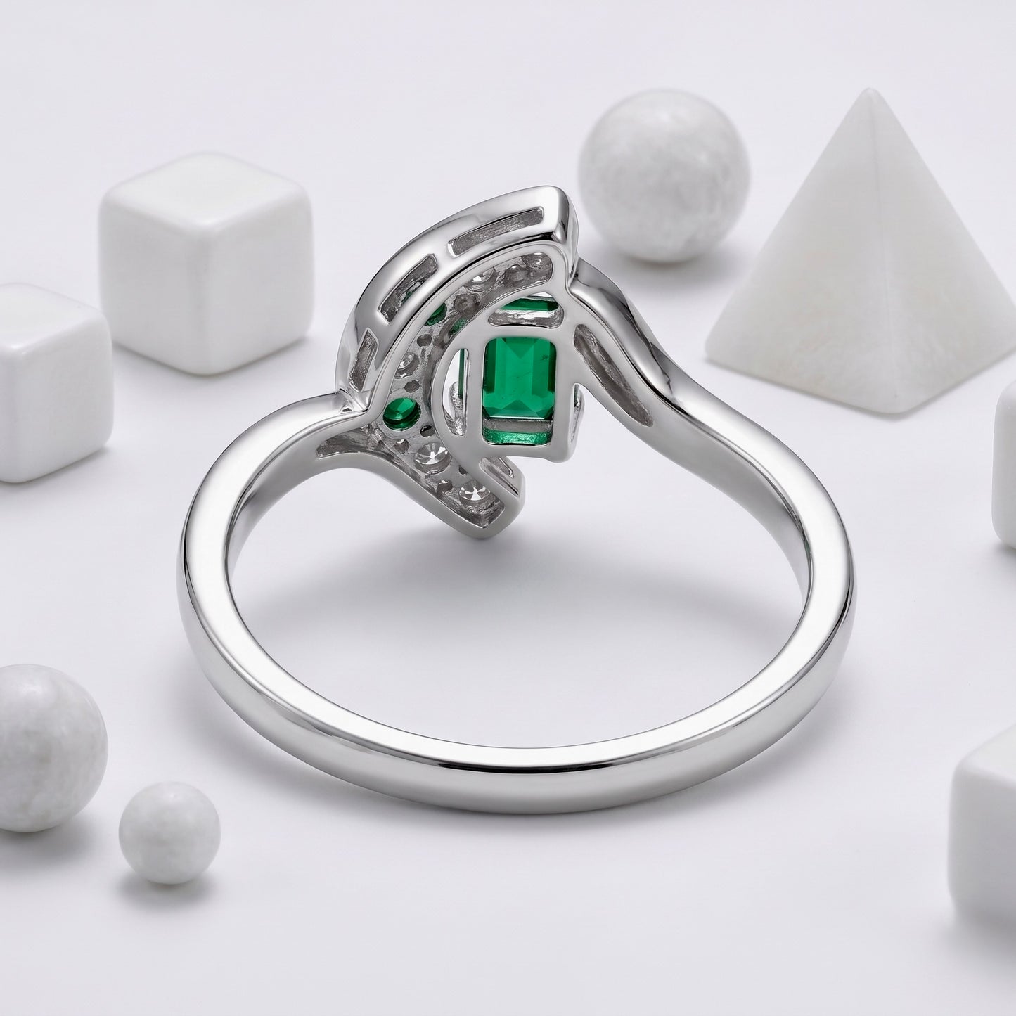 Emerald Crescent Wave Ring