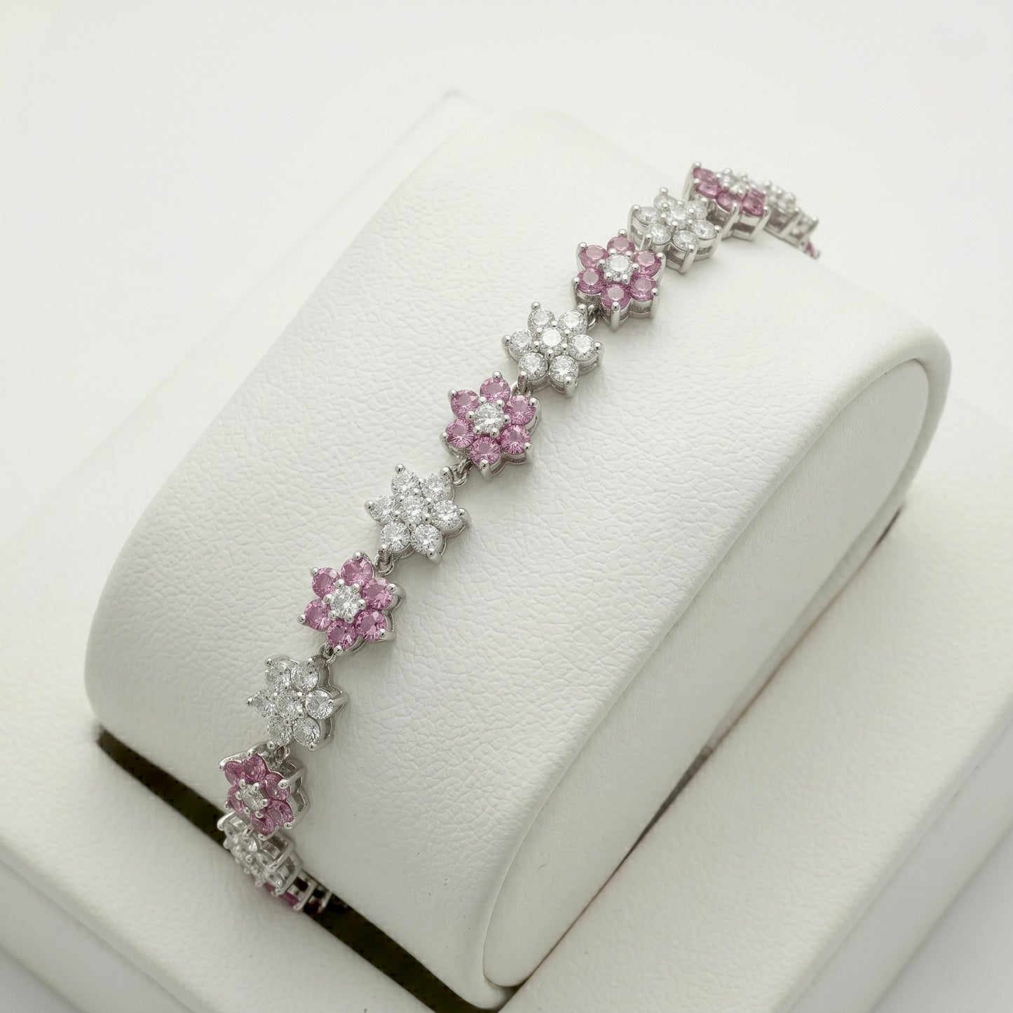 Alternating Pink Sapphire Blossom Bracelet
