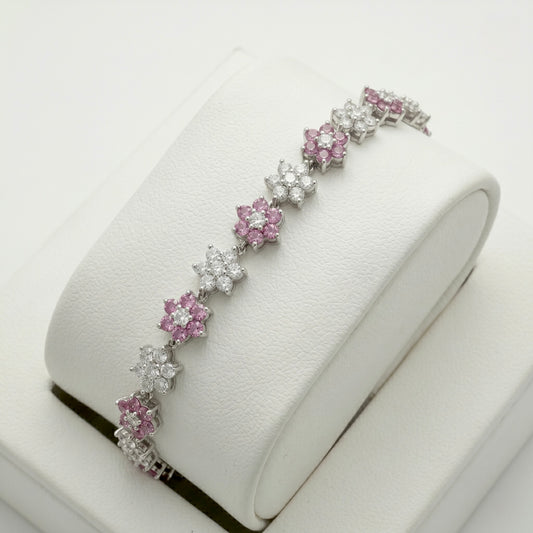 Alternating Pink Sapphire Blossom Bracelet