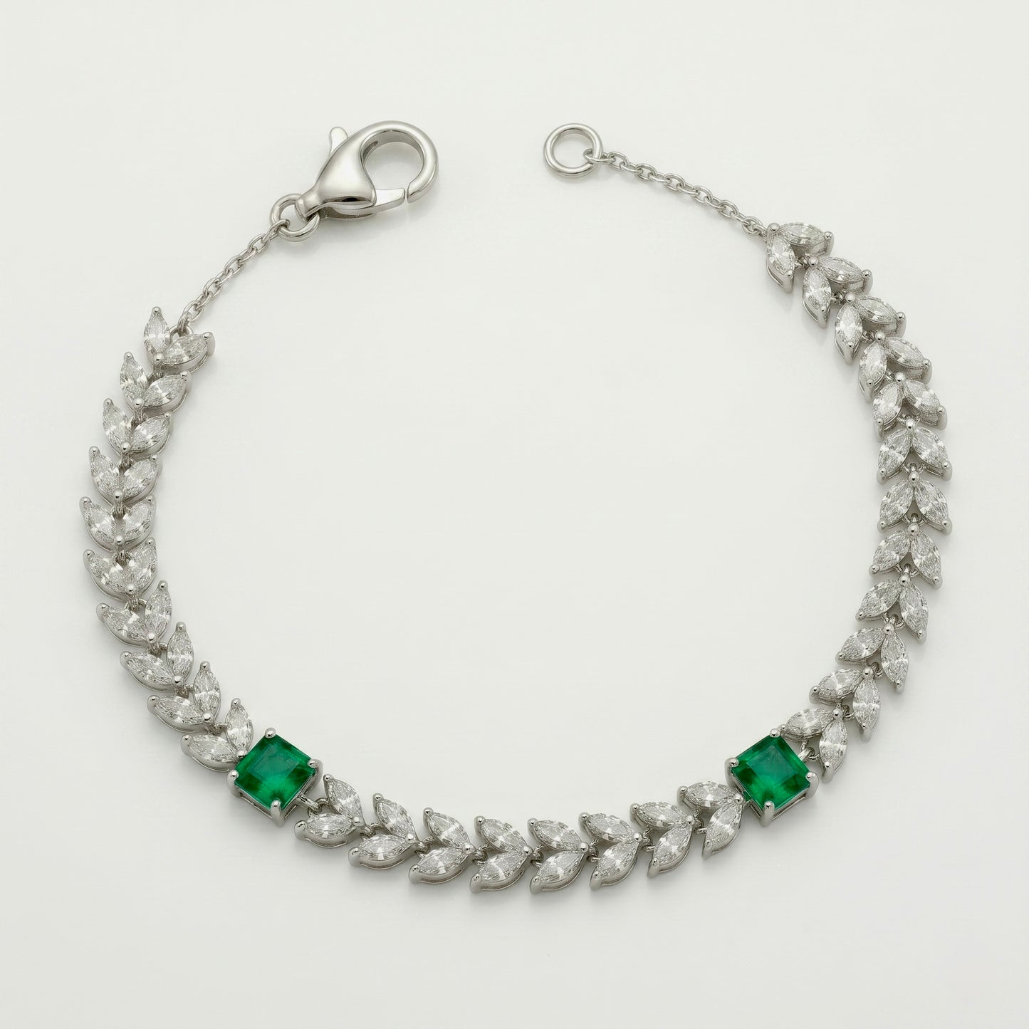 Emerald & Marquise Laurel Leaf Bracelet