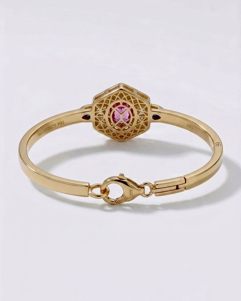 Imperial Art Deco Pink & Blue Sapphire Bangle