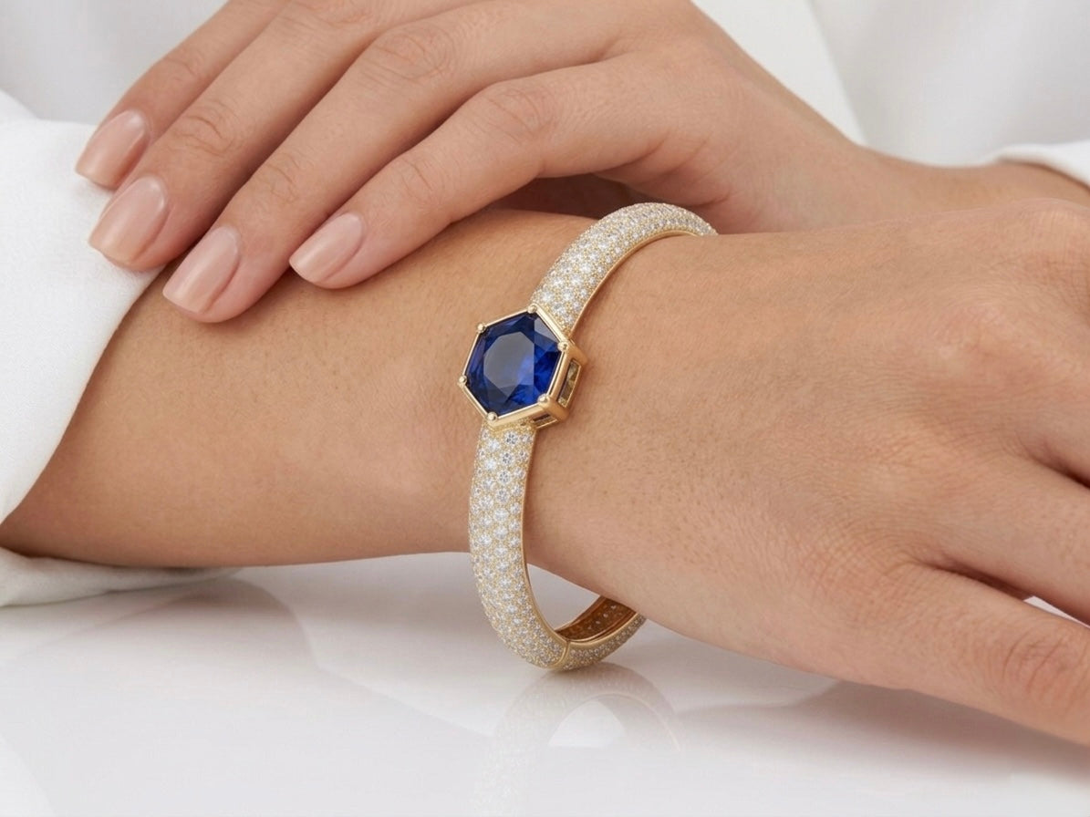 Imperial Hexagonal Sapphire Bangle