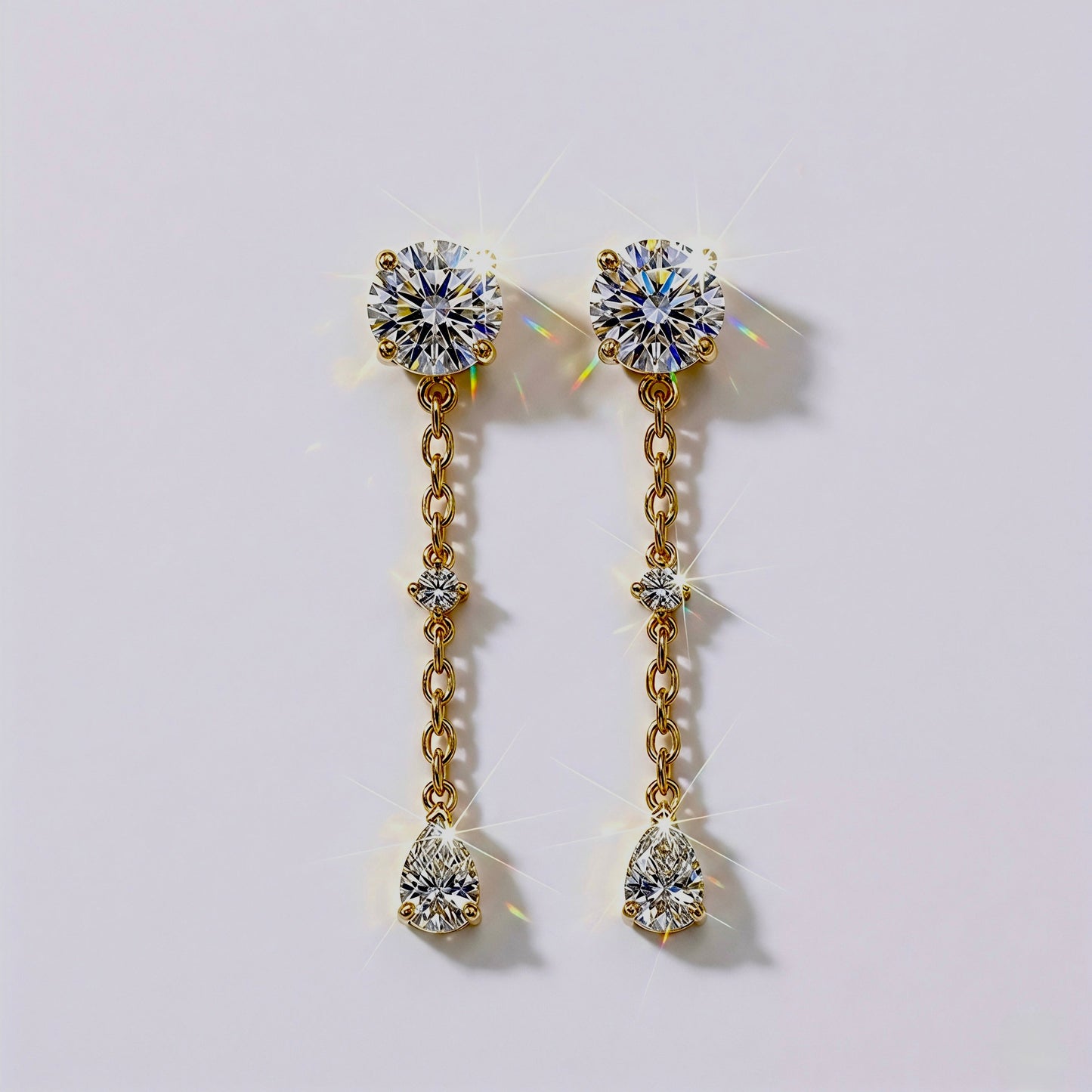 Celestial Shimmer Diamond Link Drop Earring