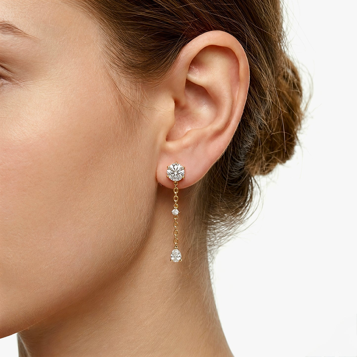 Celestial Shimmer Diamond Link Drop Earring