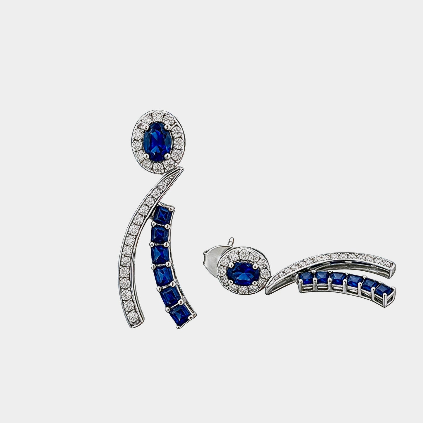 Midnight Cascade Sapphire Drop Earrings