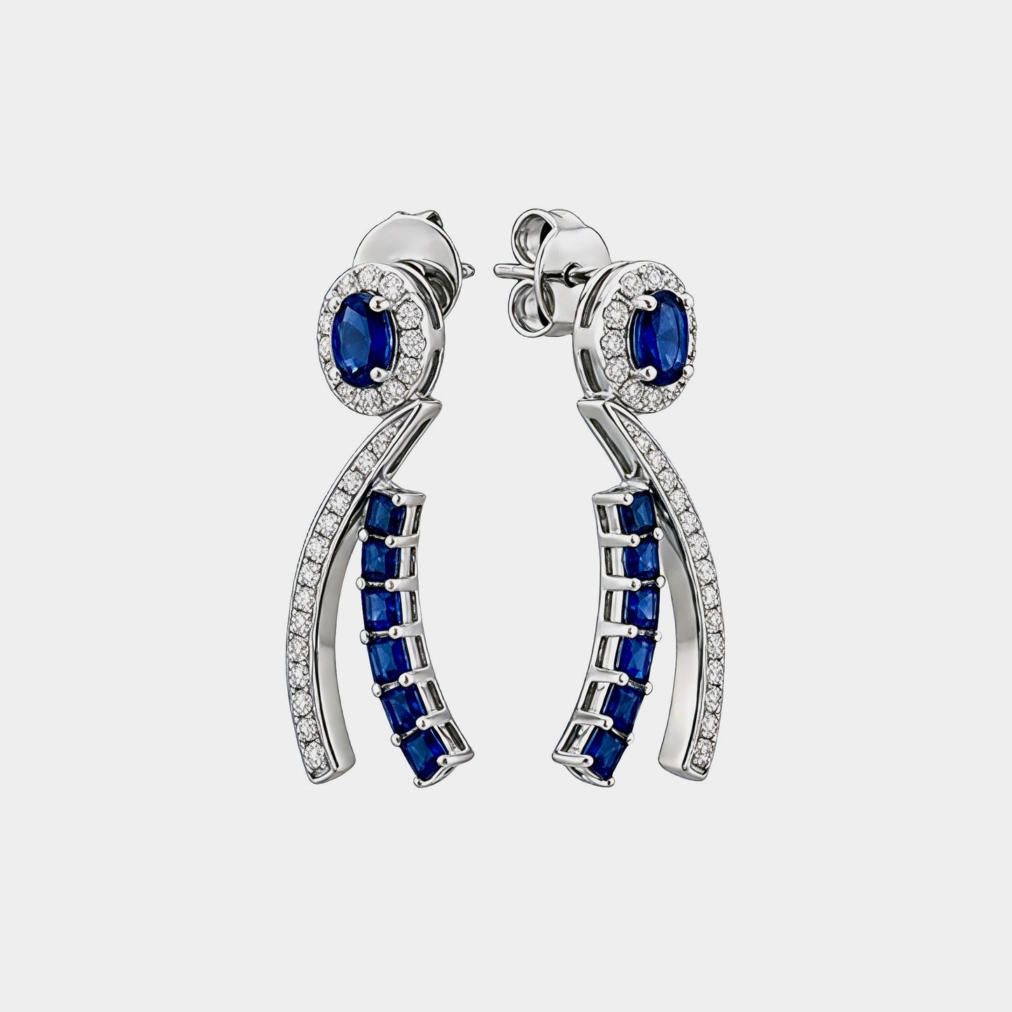 Midnight Cascade Sapphire Drop Earrings