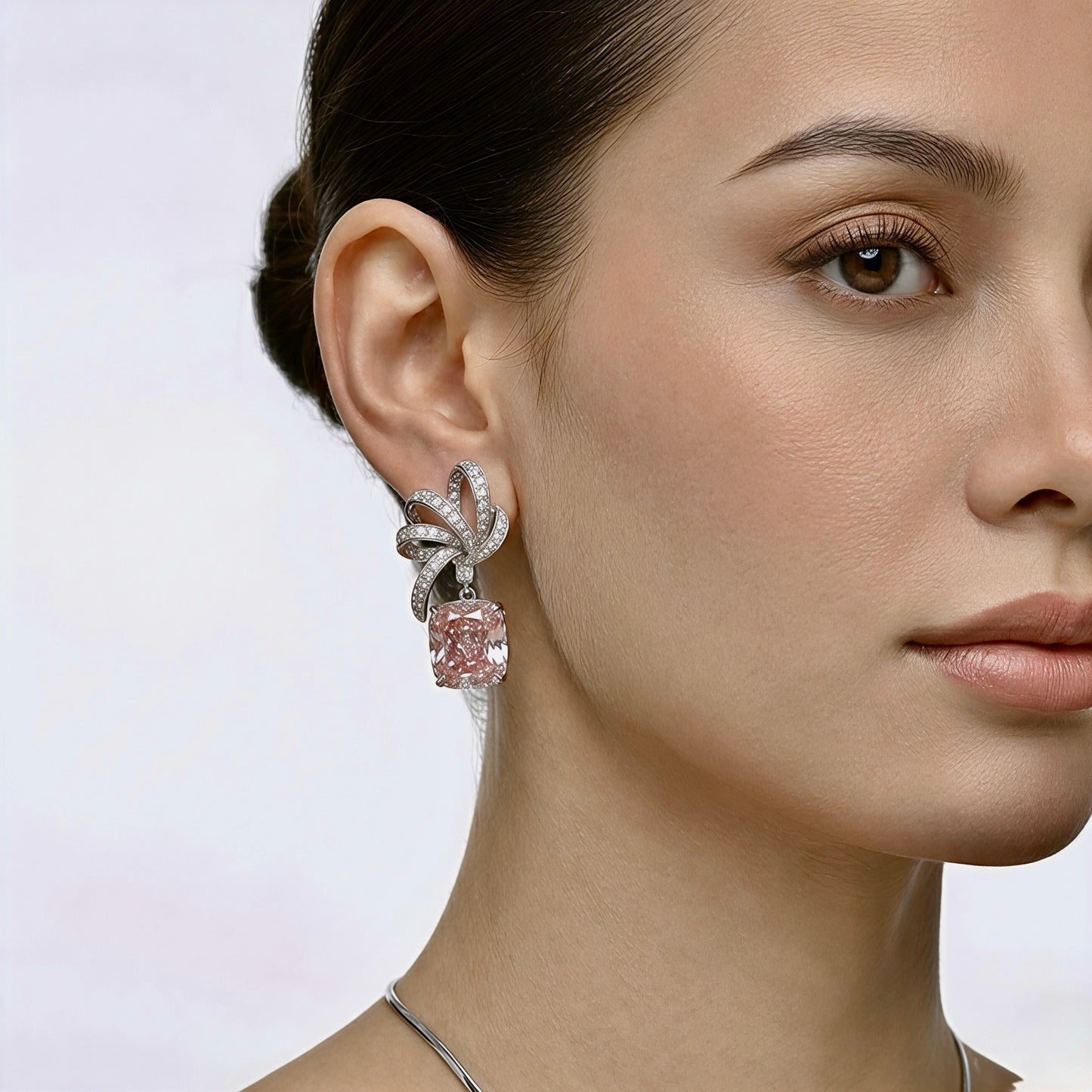Blushing Ribbon Cushion Drop Earrings