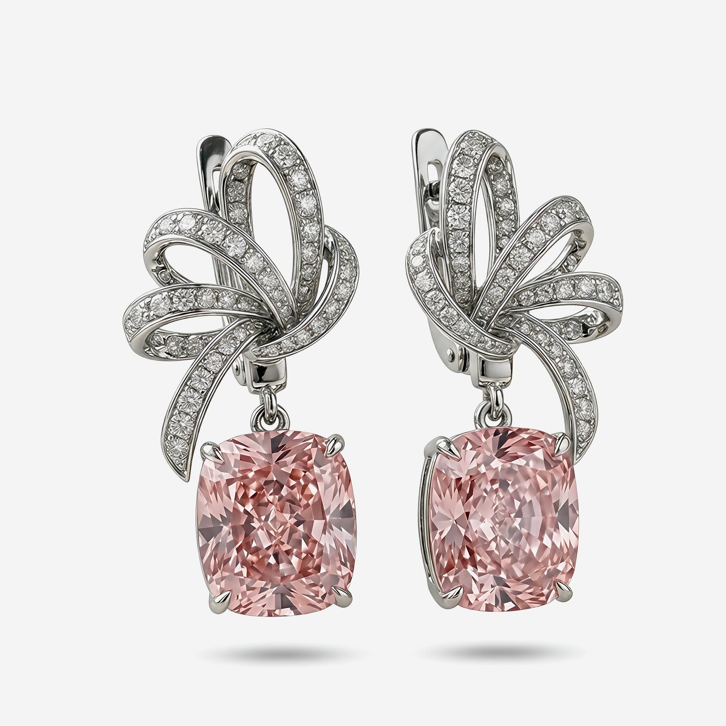 Blushing Ribbon Cushion Drop Earrings
