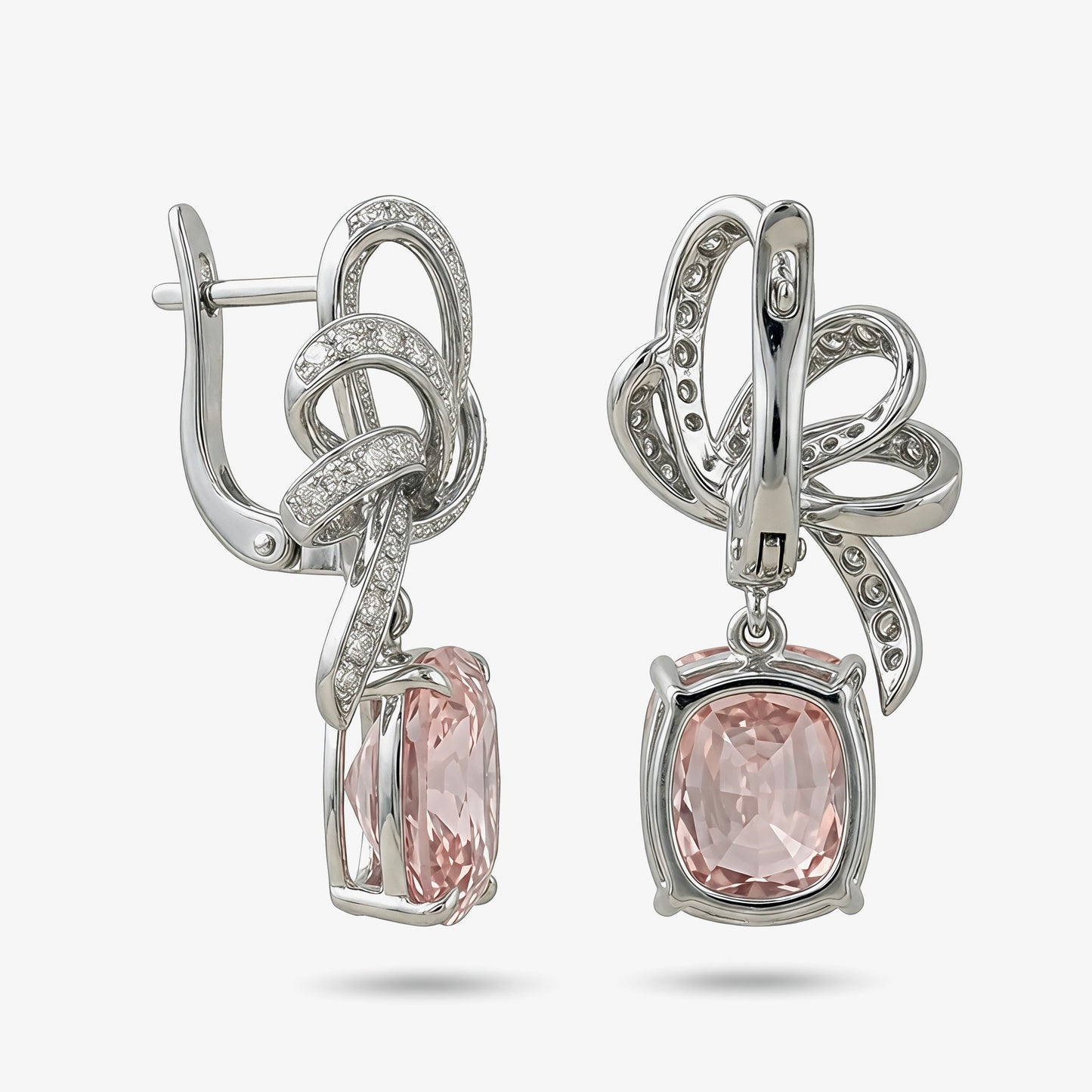 Blushing Ribbon Cushion Drop Earrings