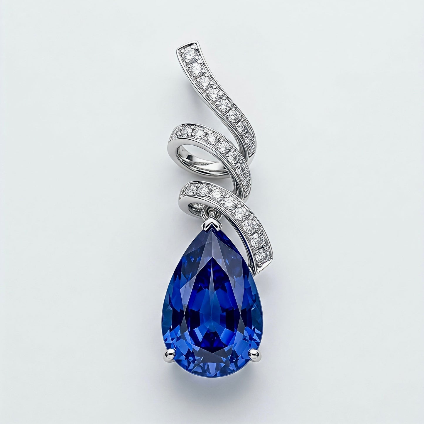 Ribbon Pear Sapphire Pendant
