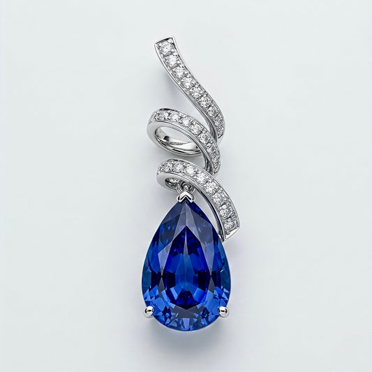 Ribbon Pear Sapphire Pendant