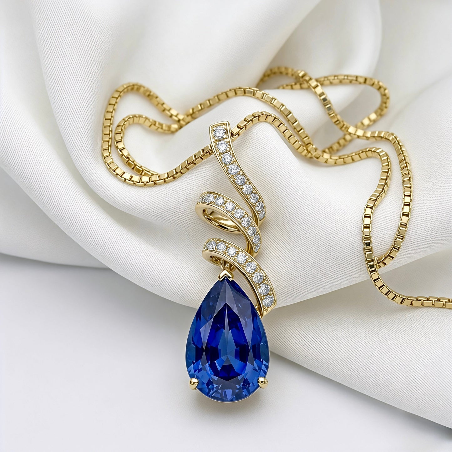 Ribbon Pear Sapphire Pendant