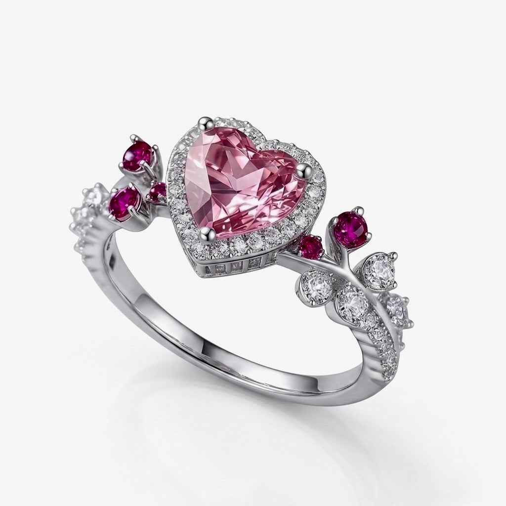 Blossoming Heart Pink Sapphire Ring