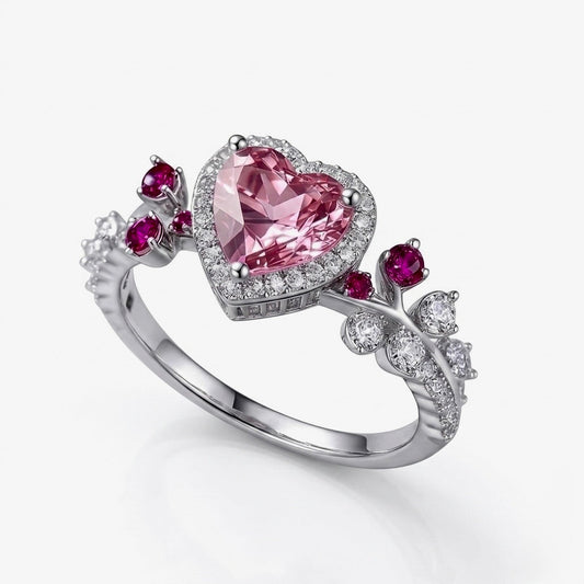 Blossoming Heart Pink Sapphire Ring