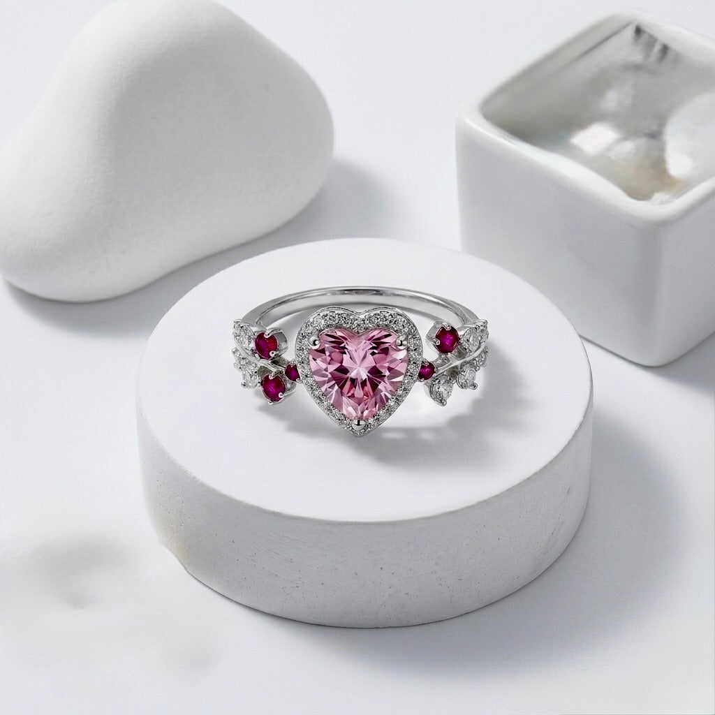 Blossoming Heart Pink Sapphire Ring