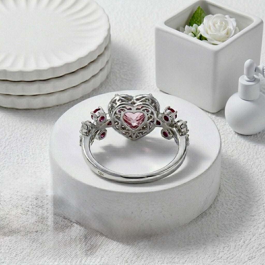 Blossoming Heart Pink Sapphire Ring