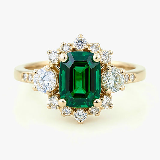 Regal Emerald Radiant Cluster Ring