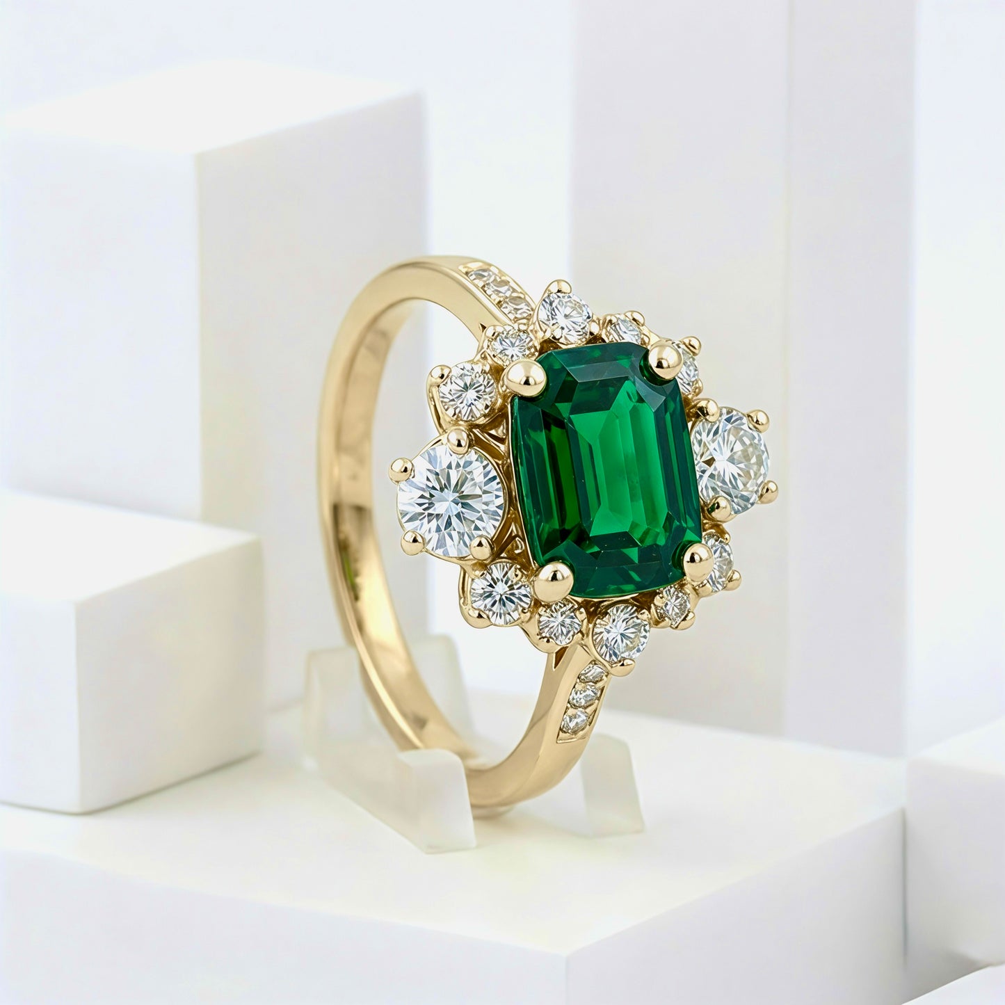 Regal Emerald Radiant Cluster Ring