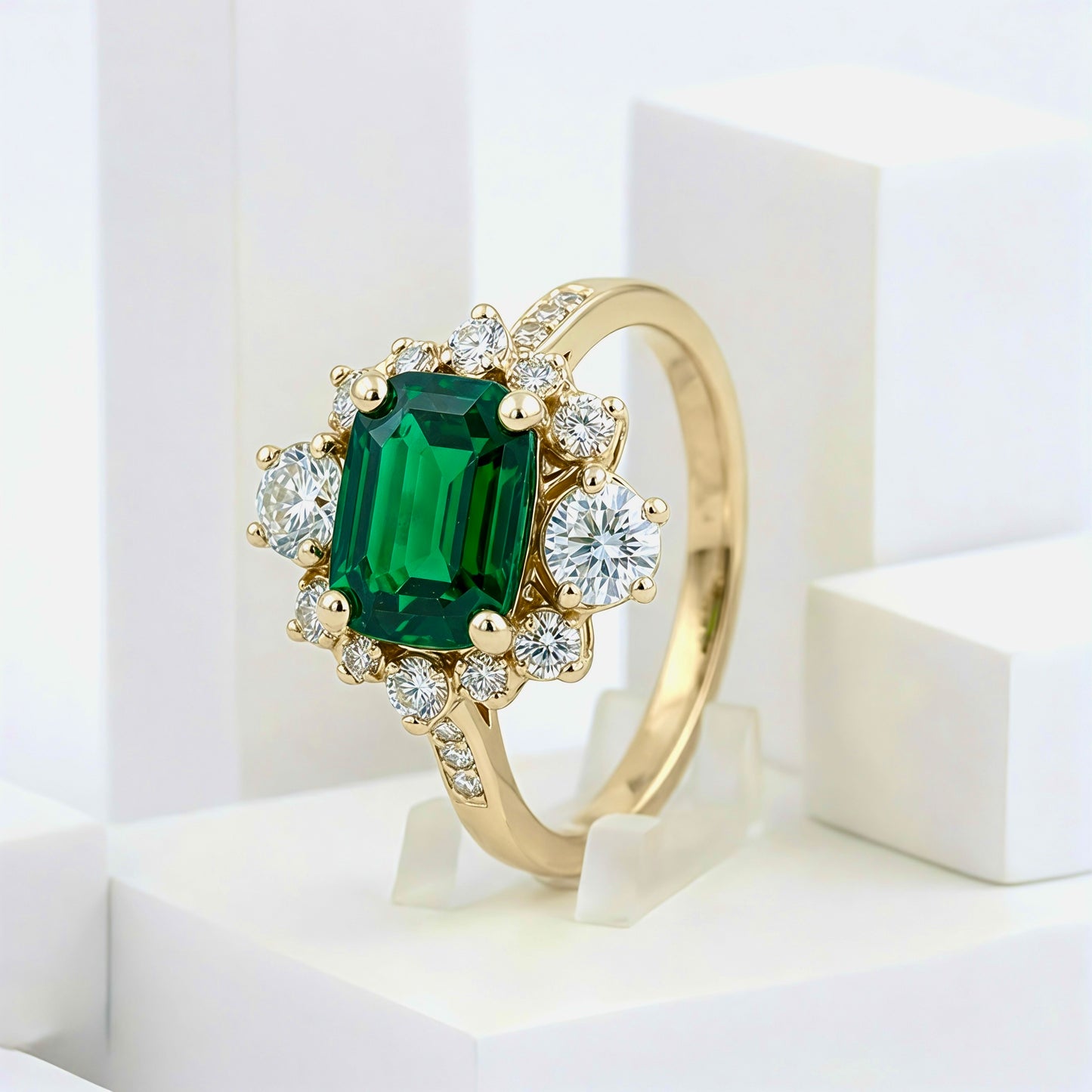 Regal Emerald Radiant Cluster Ring