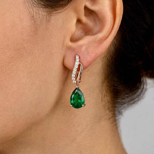 Verdant Ribbon Pear Drop Earrings