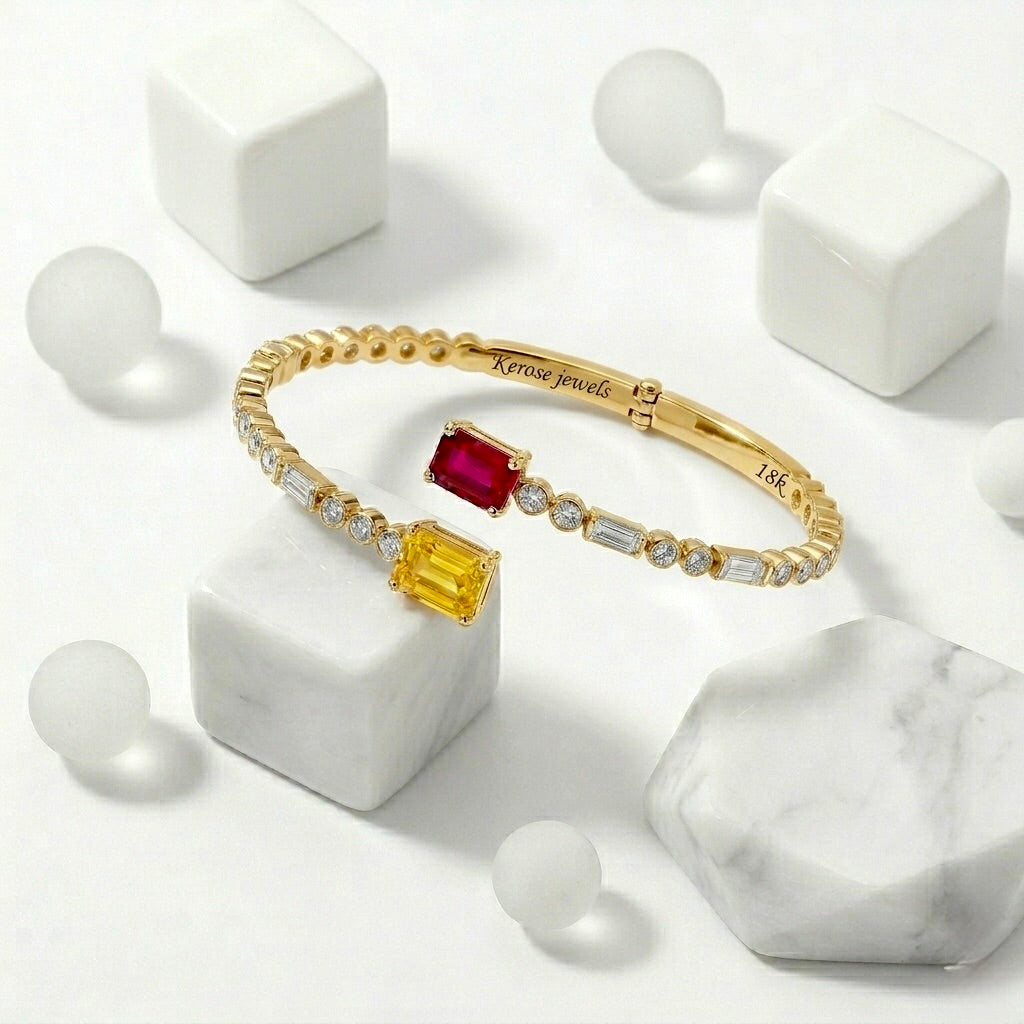 Bypass Ruby & Yellow Sapphire Bangle