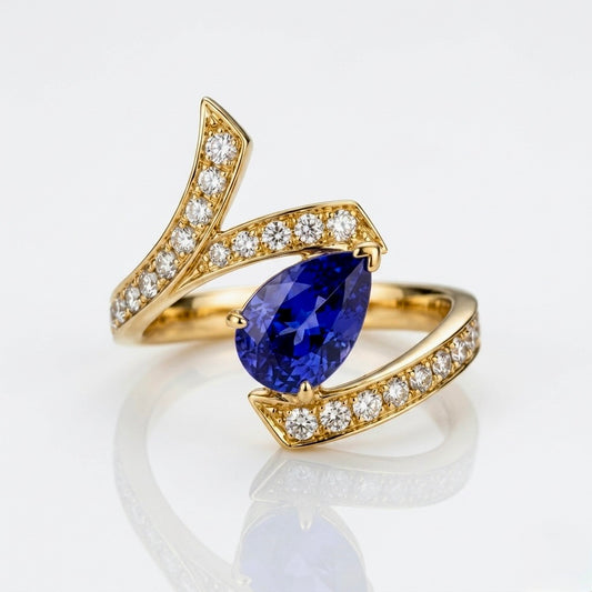 Majestic Pear Sapphire Wrap Ring