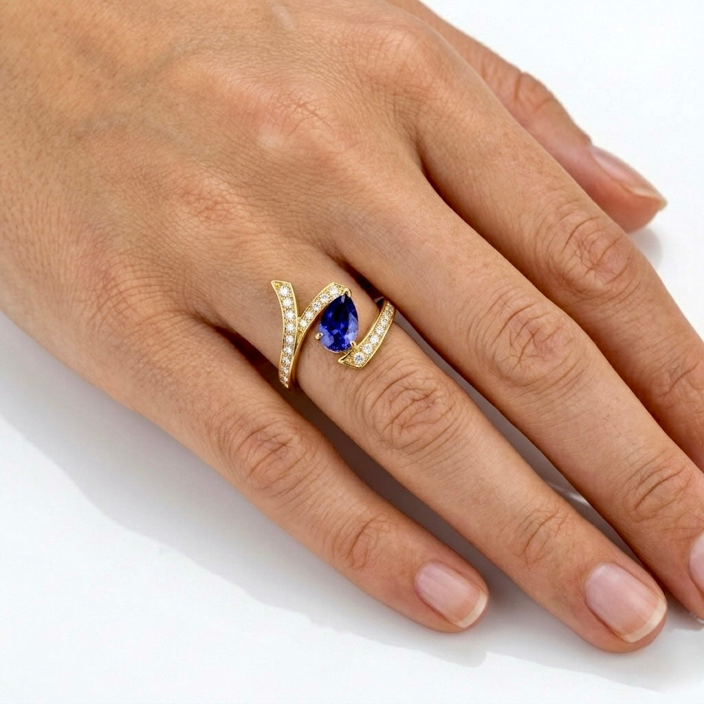 Majestic Pear Sapphire Wrap Ring